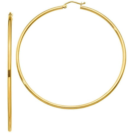 10kt Gold Polished 2mm Round Hoop Earrings