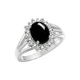 thumbnail image 4 of RYLOS Rings for Women 14K White Gold Ring Princess Diana Inspired 9X7MM Gemstone & Halo of  Diamonds October Cabochon Onyx Jewelry for Women Size 10, 4 of 8