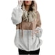 thumbnail image 1 of Abrigo cálido para mujer Chaqueta con cremallera Empalme sólido Blusa de manga larga Tops Sudadera con capucha Pompotops  qwe14736, 1 of 6