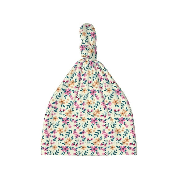 Balery Cute Flower Pattern Baby Beanie, Knotted Baby Hat, Infant Hat, Newborn Beanie, Adjustable Beanie, Baby Cap, Newborn Headwear