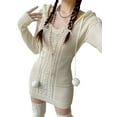 thumbnail image 6 of Liacowi Women Juniors Sweater Dress Mini Knitted Bodycon Dress Long Sleeve Hooded Dress Autumn Winter Clothes, 6 of 9