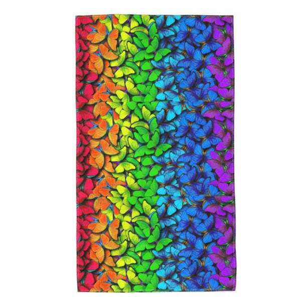 Balery Multicolored Butterflies Toalla de Microfibra Premium con Estampado – 27.5x16 pulgadas, Alta Absorción, Suave y Aterciopelada, Secado Rápido