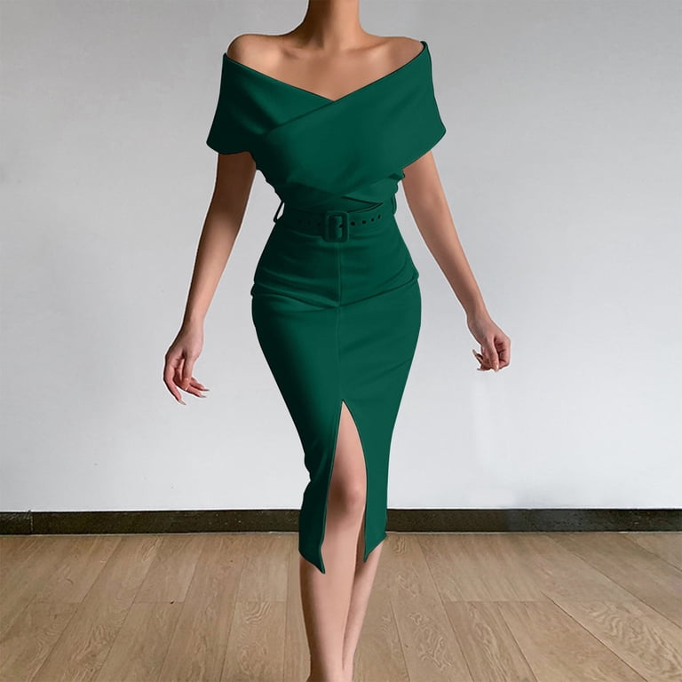off the shoulder fishtail maxi dress Party Formal Cocktail Banquet Evening Dress 2021 New Elegant Long off-Shoulder Fishtail Dress Long Dress S / Black