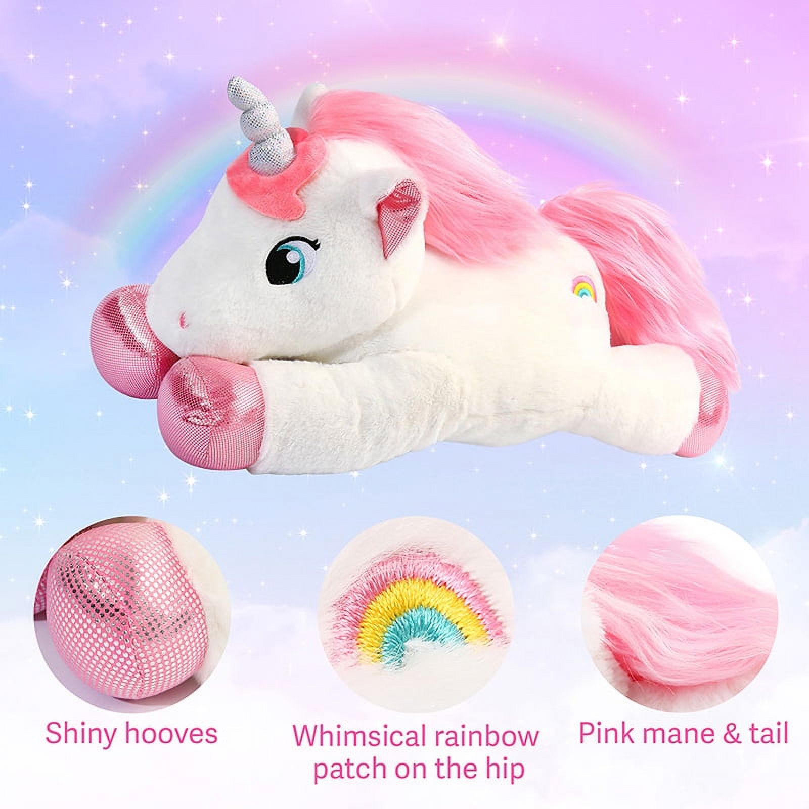 LotFancy Unicorn Stuffed Animal Plush Toys, 18 in White Unicorn for Girls, Kids, Boys - image 5 of 8