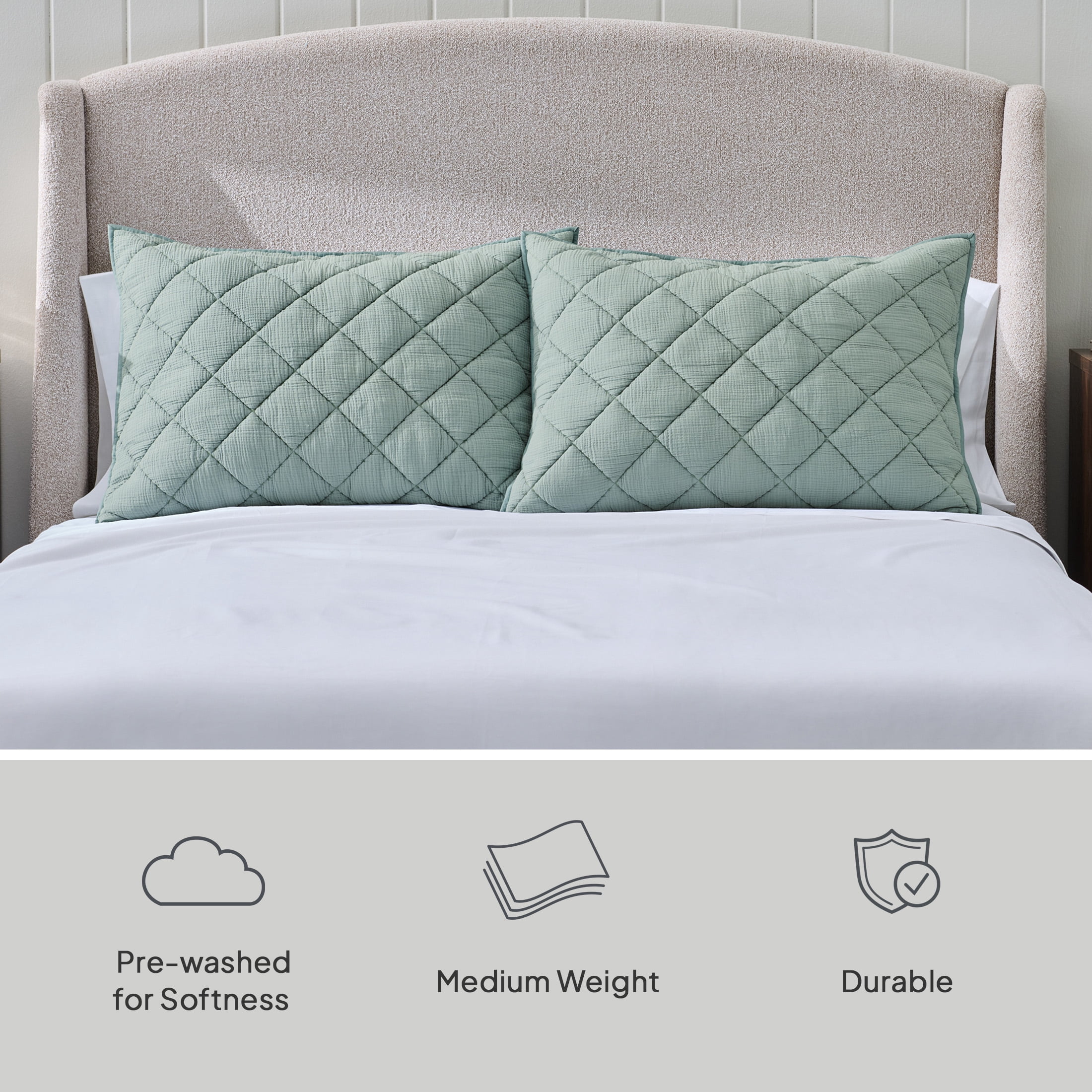 Better Homes & Garden Diamond Gauze Sham, Sage, King, 2 count