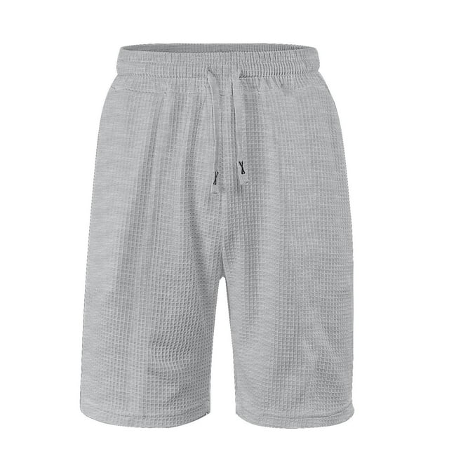 Plebaso Mens Casual Shorts Drawstring Loose Summer Shorts Solid Color Breathable Beach Vacation Shorts