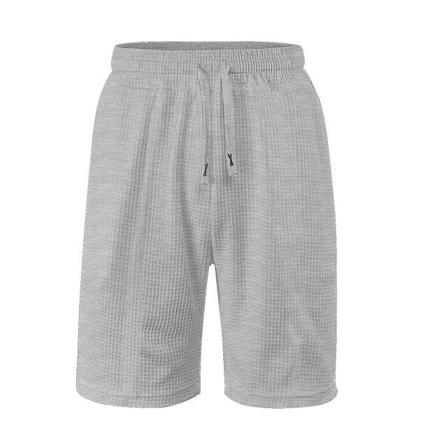 Pantalones de Cintura Elástica para Hombre Nuevo Estilo Color Sólido Pantalones Cortos de Moda Casual con Bolsillos Y Cintura de Encaje, Algodón Verano