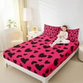 thumbnail image 4 of Feelyou Princess Love Heart Bed Sheets for Kids, Happy Valentines Day King Sheets, Red Black Sheet Set, Breathable Home Decor, 4 Pieces, 4 of 7