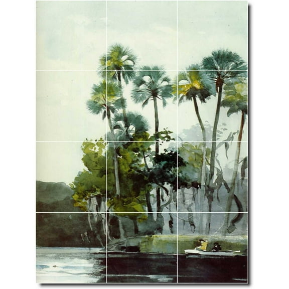 Ceramic Tile Mural-Winslow Homer Country Painting 411. 12.75" w x 17" h using (12) 4.25 x 4.25 ceramic tiles