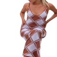 thumbnail image 3 of Femmes Sexy Tricotée Bodycon Longue Robe Sans Manches V Col Débardeur Robe d'Été Partywear, 3 of 5