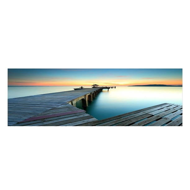Pulgadas Decoración De La Pared Del Hogar Pintura Junto Al Lago Puente De Madera Paisaje Pintura Al Óleo Pintura En Aerosol Para La Sala De Estar Decoración Del Hogar 40 * 120 Cm / 15.72 * 47.16 Vogacara HA019091-00
