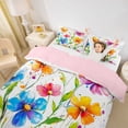 thumbnail image 2 of Erosebridal Chic Floral Queen Duvet Cover Set for Girls, Oil Painting Style Bedding, Pink Reversible, 3pcs 1 Duvet Cover and 2 Pillowcases, No Comforter, 2 of 6