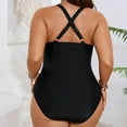 thumbnail image 4 of One Piece Swimsuits for Women Plus Size Boho Swimwear Deep V-Neck Cross Back High Waisted Bodycon Shapewear Bathing Suits, 4 of 7