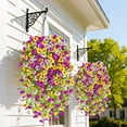 thumbnail image 2 of Artificial Hanging Flowers Outdoor Fake Morning Glory Vine Plant with Eucalyptus Leaves UV Resistant Silk Hanging Plants for Porch Patio Garden Home Wall Fence Decor 75cm Length, 2 of 8