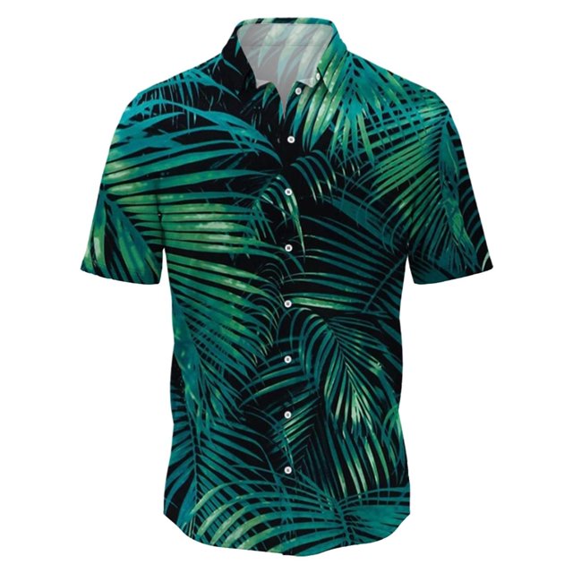 Camisas Para Hombre Talla Extra La tendencia de la moda de verano es genial para combinar con camisas de manga corta estampadas en verde (Green, XXL)