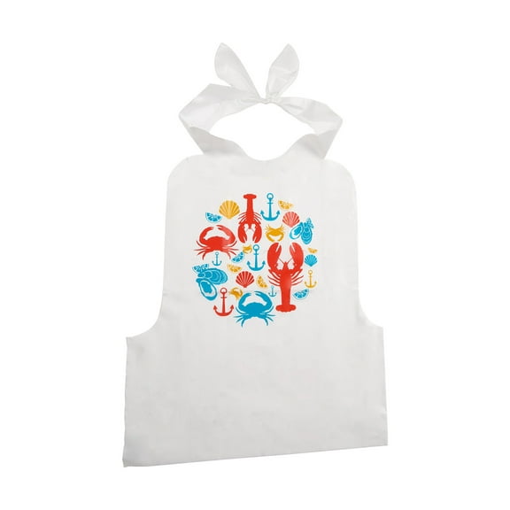 Trudeau Maison Plastic Disposable Seafood Bibs, Pack of 4
