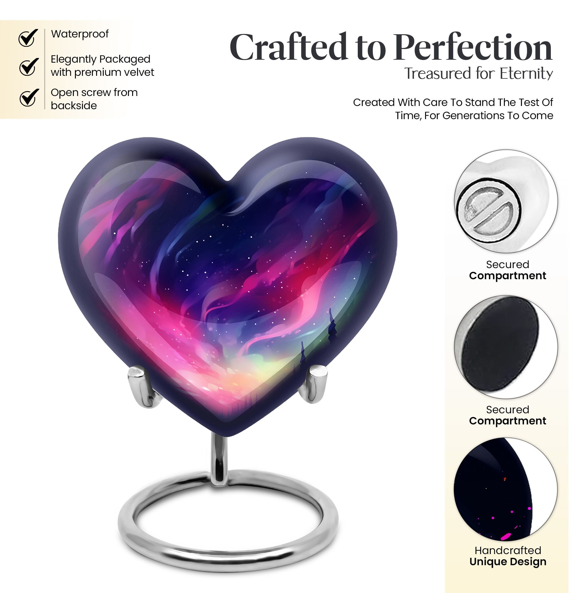 Aurora Borealis Urn For Human Ashes - Cremation Urn Human Ashes - Burial Urns For Cremated Remains - Large Urns For Human Ashes Adult Female - Cremation Urns For Burial In Ground (Size -8inch)
