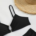 thumbnail image 4 of MSJUHEG Bikini Tops Full Coverage Bottoms,Bikini Sets for Women,Push Up,Tie Back Bathing Suit,Thong String 2 Piece Bikini Set,Bathing Suits,Bralette Bikini Set Black M, 4 of 7