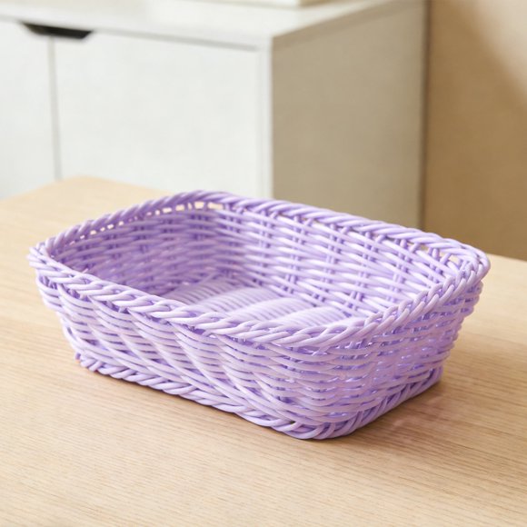 CRAFTHROU 1Ud Cesta Tejida Morada Para Almacenaje Con Natural Y Uso Multifuncional