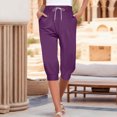 thumbnail image 2 of Timegard Womens Pants Capris Ruched Elastic Waist Comfy Casual Loose Workout Crop Trousers with Pockets, 2 of 6