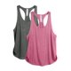 thumbnail image 1 of icyzone Camisetas sin mangas para entrenamiento para mujer, camisetas atléticas para yoga, espalda cruzada, camiseta sin mangas para correr, ajuste holgado (M carbón/rosa), 1 of 5