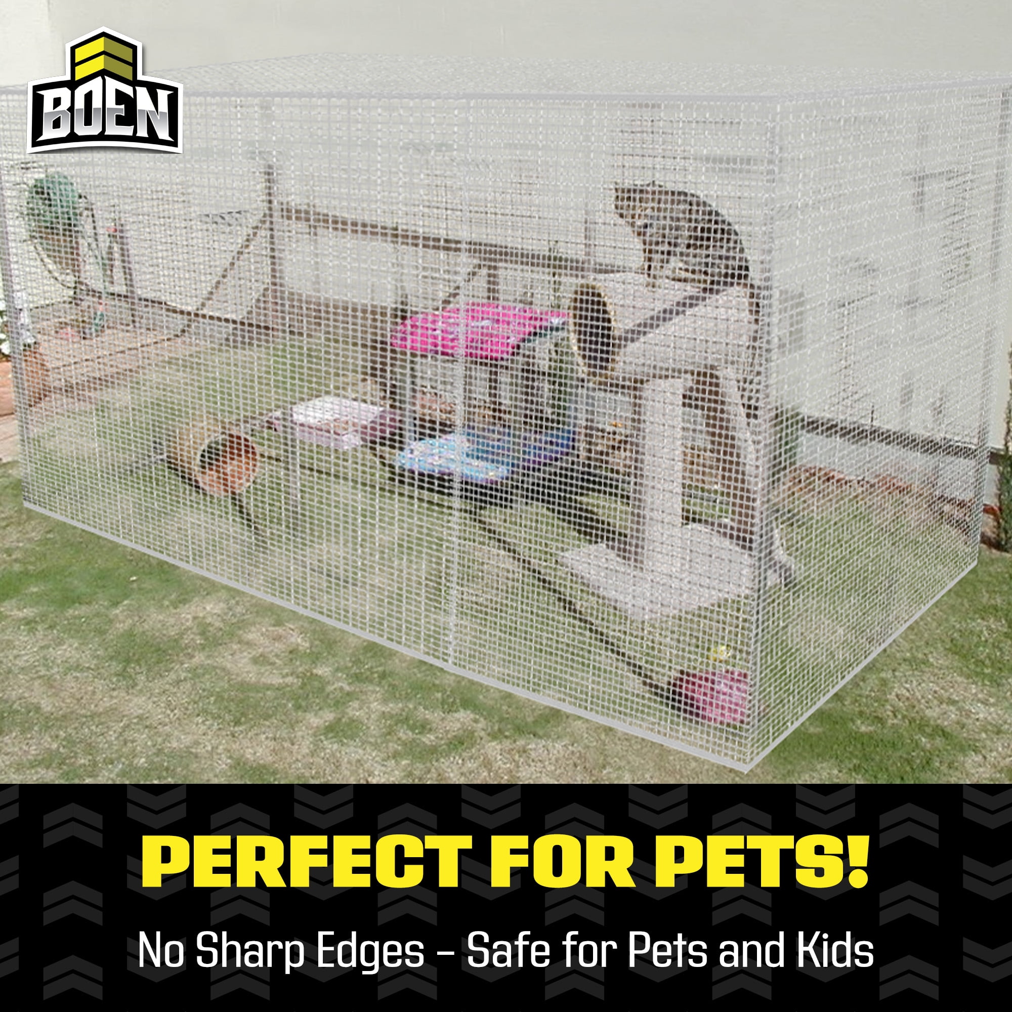 BOEN Plastic Mesh Hardware Netting, Tree Guard Barrier from Rabbits, Deer and Rodents, Deck Guard, Indoor or Outdoor Balcony Safety Net for pet or Child (2' x 15', White)