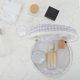 thumbnail image 5 of Bolsa de maquillaje con patrón de corazón y cuadros para viajar, poliéster púrpura, 5 of 6