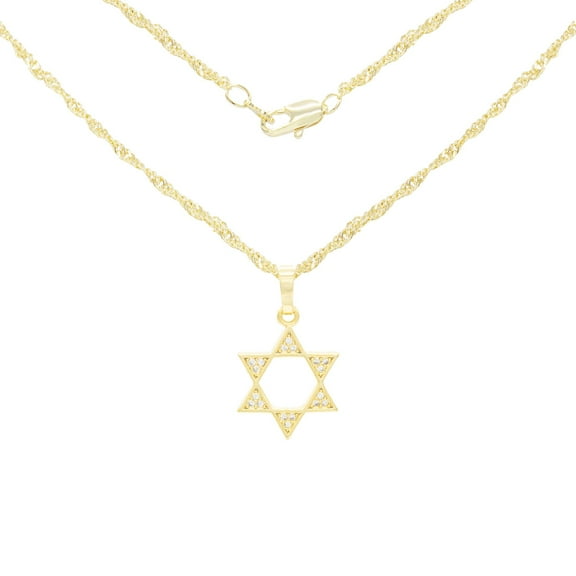 BEBERLINI Women Star Of David CZ Pendant Necklace 14K Gold Filled Rope Chain Jewelry 18"