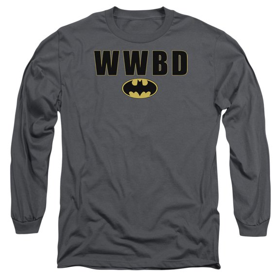 Batman Wwbd Logo Long Sleeve T-Shirt Adult 18/1 Charcoal