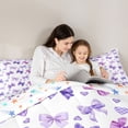 thumbnail image 4 of Erosebridal Purple Girly Bow Kids Twin Comforter Sets,Watercolor Aesthetic Loves Pattern Bedding Set For Girls,Colorful Stars Reversible,2-Piece, 4 of 7