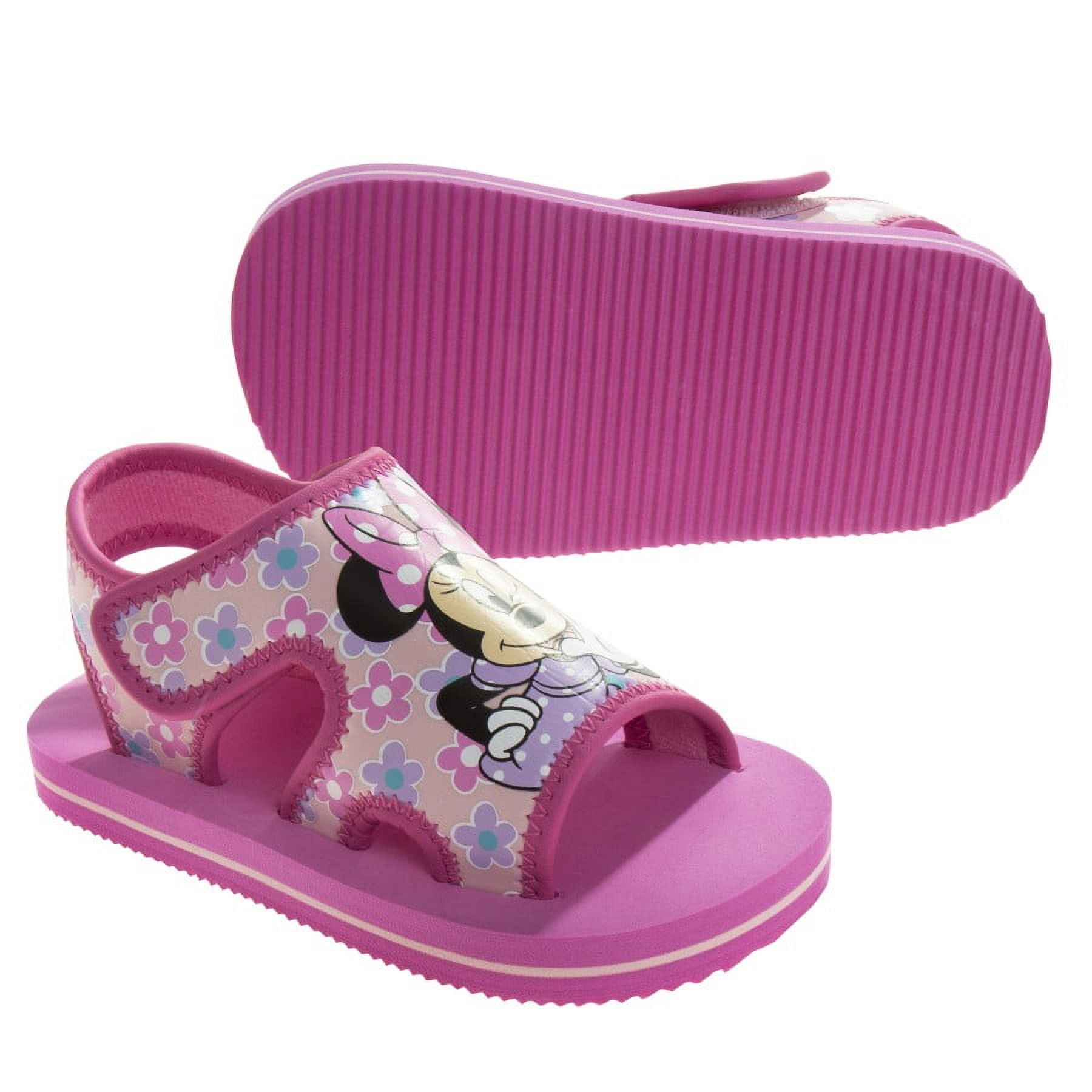 Disney Minnie Mouse Toddler Girls Hook & Loop Flat Heel Sandals - Fuchsia, 7-8