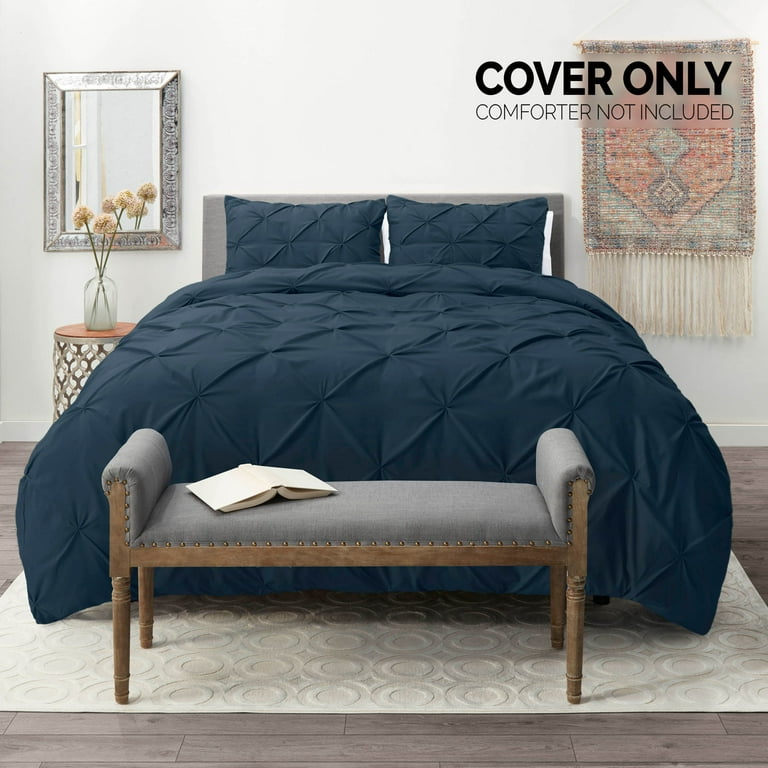 Nestl 2 Piece Pinch Pleated Pintuck Duvet Cover Set with Shams, Soft  Microfiber, Button Closure, Twin - Navy