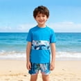 thumbnail image 2 of MuXiKeJi Clothes Swimsuit Kids Stretchy Swimwear Set Boys Swim Shirt and Shorts Set Pool Toddler Bathing Suits, 2 of 3