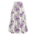 thumbnail image 4 of WTOBBY Vacation Style Floral Pleated Skirt Women's Drawstring High Waist Long Skirt Lightweight Summer Beach Skirt Tiered Flowy Boho Skirt with Elastic Waistband,Purple 2XL, 4 of 4