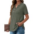thumbnail image 2 of Fantaslook Womens Tops V Neck Short Sleeve Shirts Dressy Casual Tunic Blouses Summer Tops with Button, 2 of 7