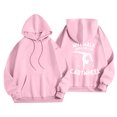 thumbnail image 2 of Why Walk Women's Printed Round Neck Pullover Sweatshirt Hooded Drawstring Sweatshirt Top, Casual Fall Winter Fashion with Soft Fabric for Comfortable Wear,Pink,M, 2 of 5
