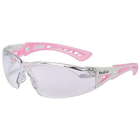 Bolle Safety 286-40254 Rush Plus Small Safety Glasses Clear Anti-Fog Lens, White & Pink