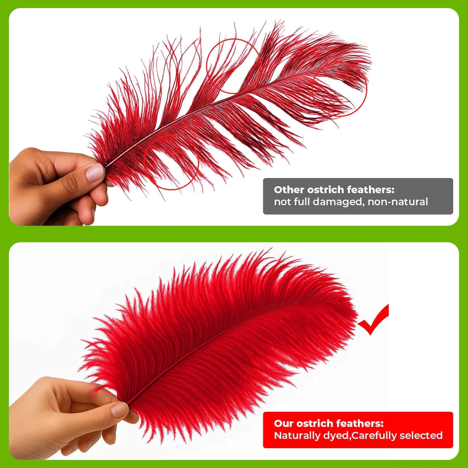 Piokio 40 pcs Red Ostrich Feathers 12-14 inch(30-35 cm) Bulk for Wedding Party Centerpieces, Gatsby Decorations and DIY Clothes Decoration