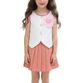 thumbnail image 2 of hengsof Girls 2 Piece Skirt Set Floral Sleeveless Button Down Shirt Pleated Skirt Cute Set Summer Round Neck Fashion Shirt Sweet Set, 2 of 8