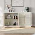 thumbnail image 2 of BELLEZE Sideboard Buffet Cabinet with Storage, Buffet Table with 3 Drawers and 2 Doors Storage Cabinet with Rose Gold Handles and Adjustable Shelves for Dining Room Living Rooms (Libra - White Sand), 2 of 7