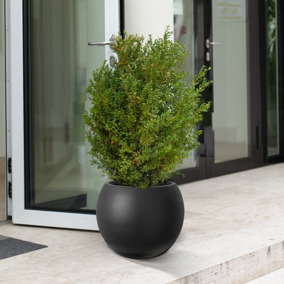 BUPPLEE Modern MgO Round Outdoor Planters with Drainage Hole, Large Decorative Flower Pots for Porch, Balcony, Patio & Garden
