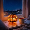 thumbnail image 4 of 2PC Tiffany Style Large Resin Jack O Lantern Lamp, Halloween LED Light Up Resin Pumpkin Lantern, 4.7" Stained Glass Pumpkin Accent Night Light, Fall Thanksgiving Indoor Room Window Tabletop Decor, 4 of 15