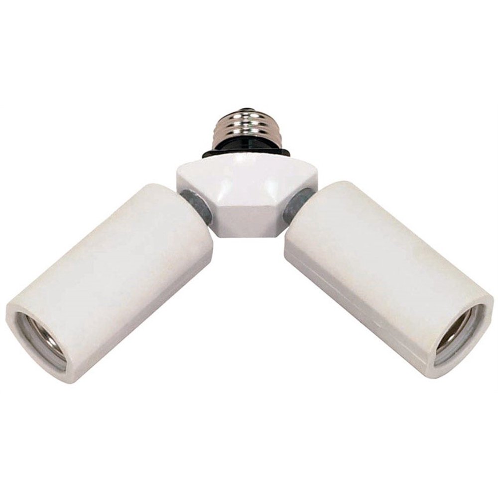 Satco Plastic Medium Base Twin Light Socket Adapter 1 pk
