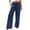 Dark Blue #087, variant on Womens Linen Pants Wide Leg Palazzo Pant Elastic High Waisted Casual Loose Boho Beach Flowy Trousers with Pockets Coffee S