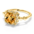 thumbnail image 2 of Gem Stone King 2.10 Ct Cushion Checkerboard Yellow Citrine White Created Sapphire 18K Yellow Gold Plated Silver Ring, 2 of 6