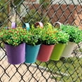 thumbnail image 1 of Flmtop Space-saving Flower Bucket with Hook Iron Detachable Hanging Plant Holder for Railing, 1 of 8