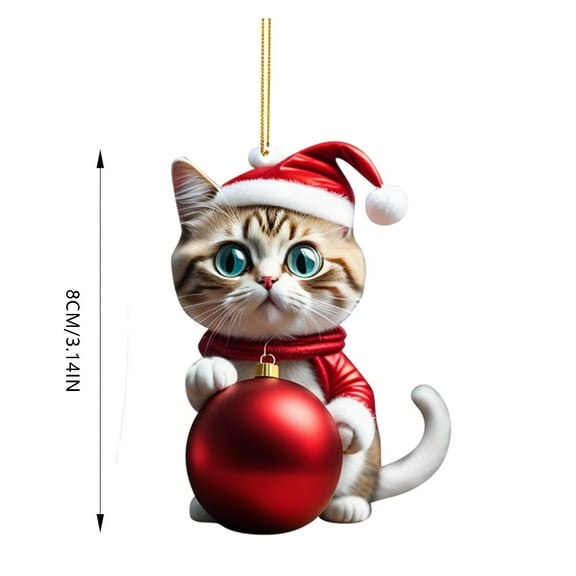 hulanddfd Cats Ornaments for Christmas Tree - Santa Hat Cats with Ball, Shatterproof Christmas Ornaments Hanging Christmas Decoration for Xmas Tree Home Party Decor and Gift H