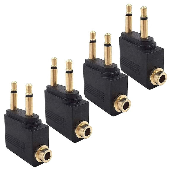 4 Pack Airplane Headphone Adapter ,Airline Flight Adapters for Headphones, Golden Plated 3.5Mm Jack