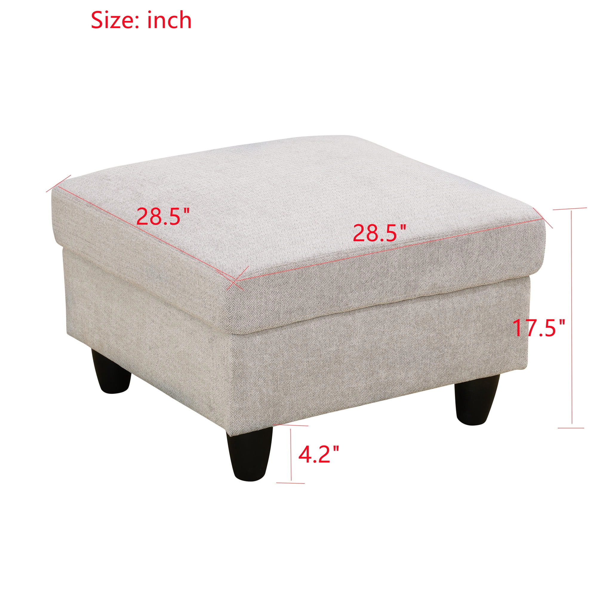 Aukfa Modular Sectional Couch Set - Square Sofa Ottoman- Flannel - Gray