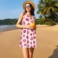 thumbnail image 3 of Easygdp Hand Drawn Strawberry para Vestido Transpirable de Mujer, Vestido Suelto de Manga Corta con Pliegues y Bolsillos para el Verano, 3 of 7